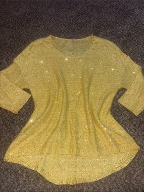 Reba sparkly Yoke Knit Pullover - Yellow